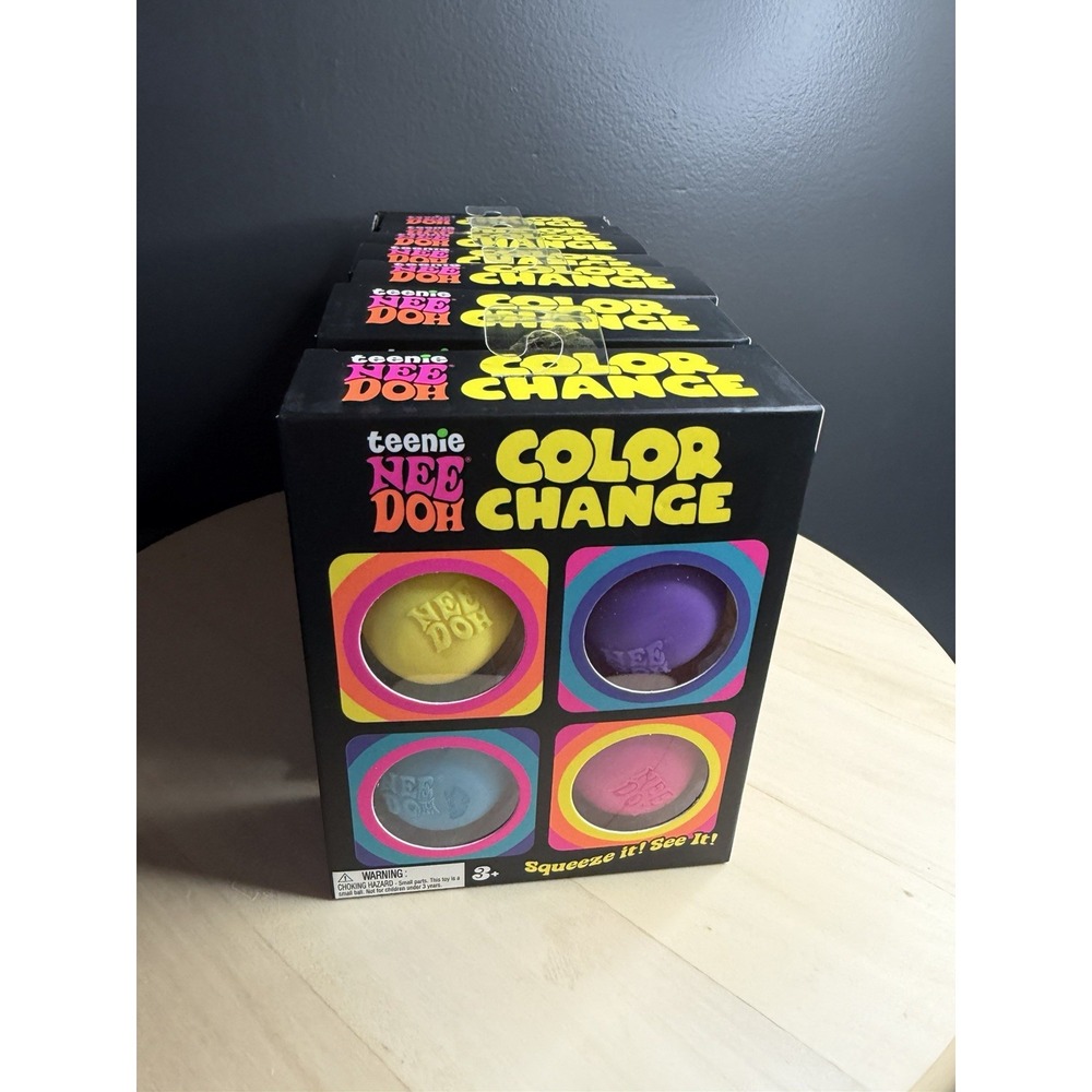 4 pack display, Nee Doh Teenie Color Change Squeeze Ball Squishy - 7 in total